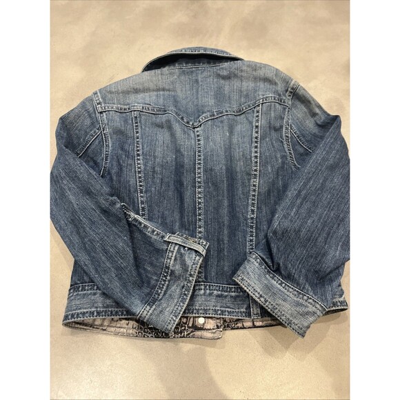 GUESS Marciano Y2K Denim Jacket Small Cotton Animal Print Lining 2000s - Picture 7 of 16